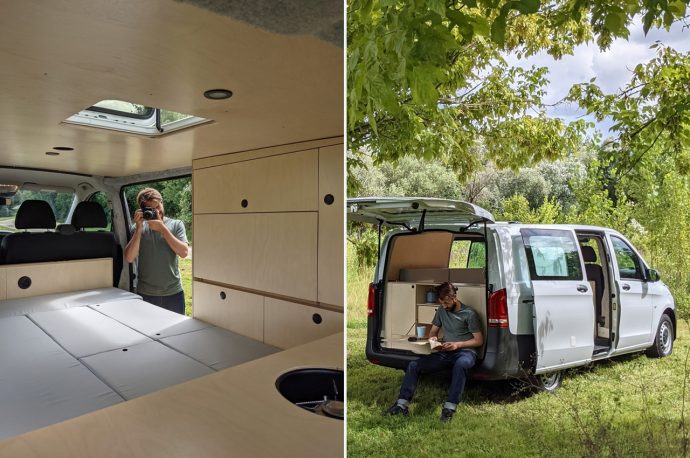 This Mercedes Vito turned camper keeps you outdoor ready with everything from an outdoor shower to a rear kitchen!