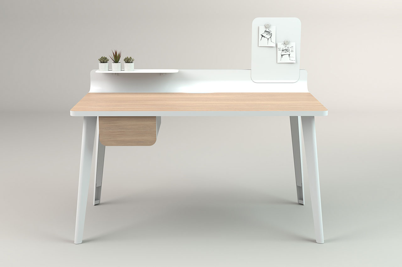 This sleek home office desk organizes cluttered workspace, retaining a warm  yet minimal aesthetic - Yanko Design