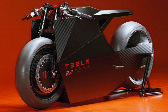This Tesla electric bike’s frame shape-shifts form depending on riding conditions