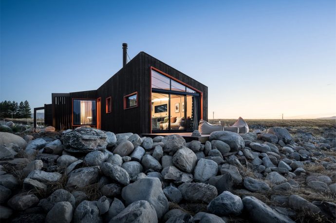 This cabin in the mountain foothills is inspired by the flight patterns and nesting habits of skylarks!