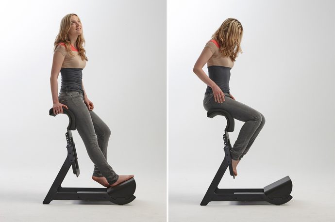 This standing desk chair was designed to encourage healthy spinal alignment while working from home!
