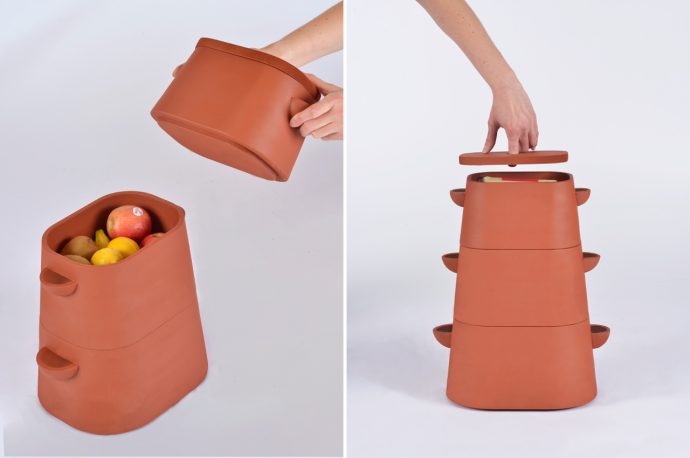 This modular terracotta clay pot keeps food cool without any electricity for refrigeration!