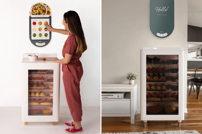 This smart refrigerator designed with a built-in food preparation space promotes mindful eating