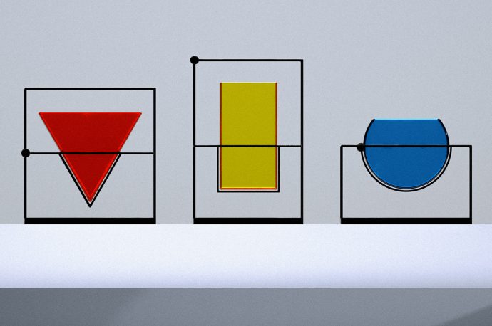 The Bauhaus school of design inspires the striking stained glass colors and geometric shapes of these vases!