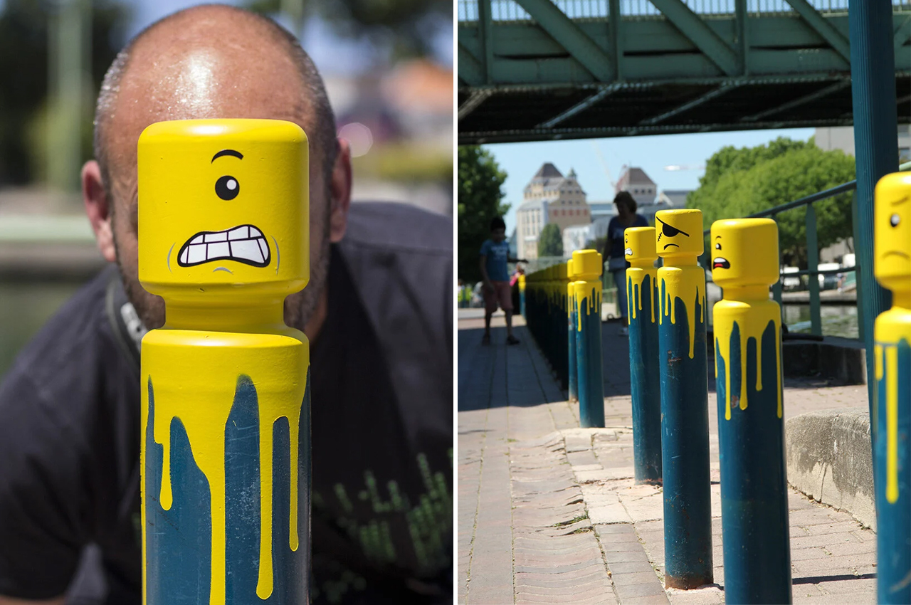LEGO and Minion-inspired creatures take over the French street bollards with artist Le CyKlop!
