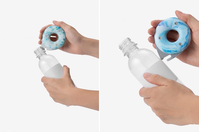 This donut-shaped EDC is designed to cut through plastics to help streamline the recycling process!