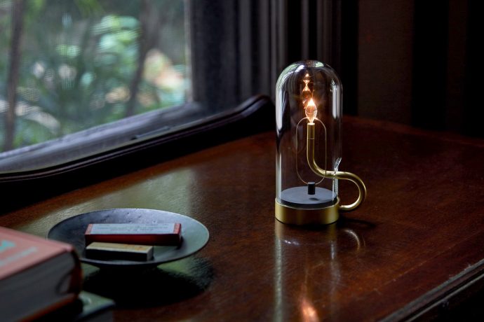 This modern, minimalist lamp recreates the gentle, calming flicker of the candlestick