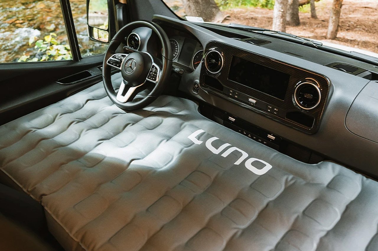 This inflatable mattress turns your vehicle's front seat into a