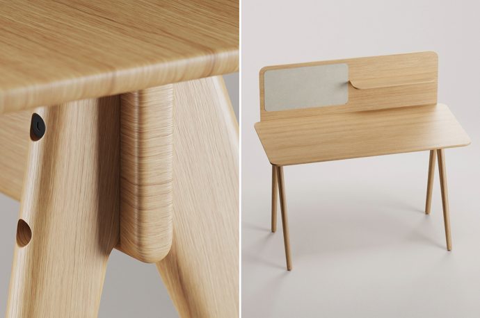 This minimal desk comes with modular parts, creating a versatile design that meets your creative needs!