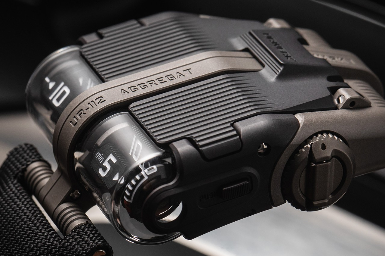 This URWERK watch cased in gunmetal PVD-coated titanium ushers a new dimension in time-telling