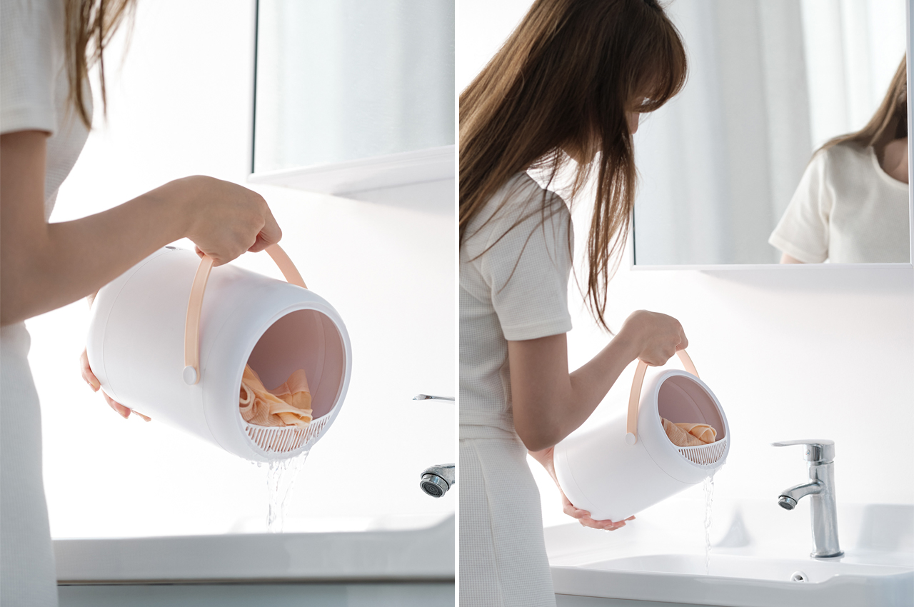 This miniature portable washing machine designed for delicate