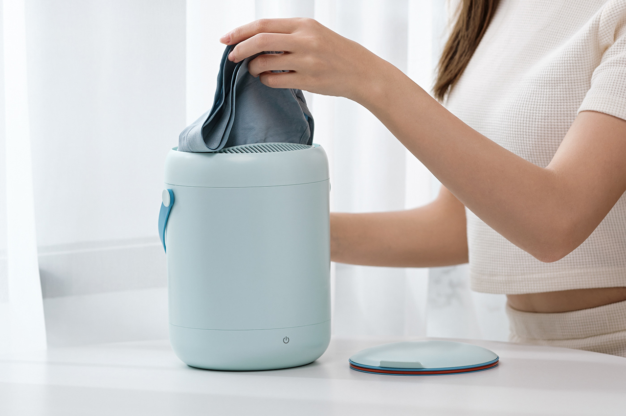 This miniature portable washing machine designed for delicate