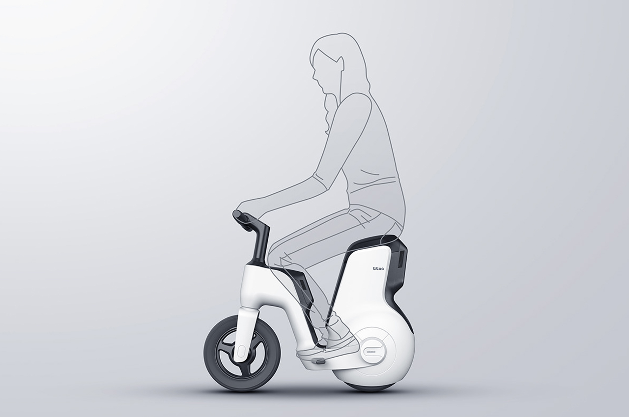 Titaa es un vehículo eléctrico de doble uso que puede transformarse de una bicicleta eléctrica de dos ruedas a un monociclo con auto-equilibrio.