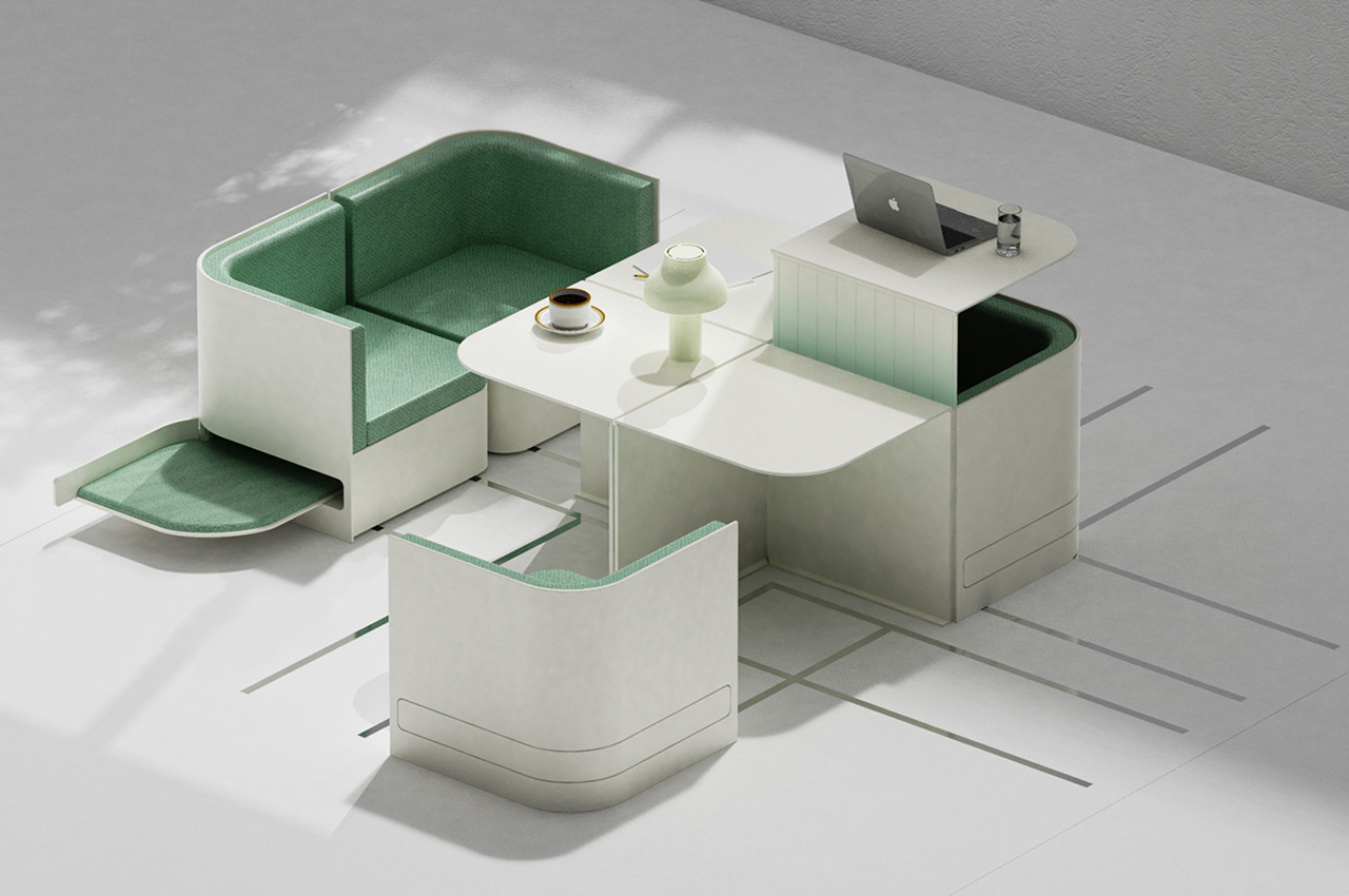 This versatile furniture concept features a sliding grid system that saves and creates space!