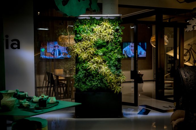 This indoor vertical garden is a bio-filter with smart technology designed to improve indoor air quality!