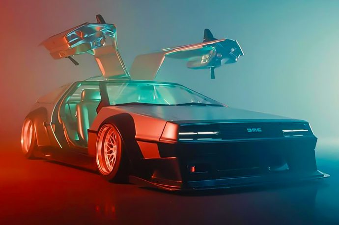 This gull-winged DeLorean DMC-12 in low-rider boots steals the limelight at SEMA 2021