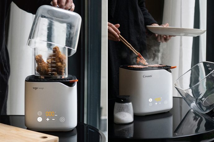 This air fryer and grill is compact, sleek, and lets you watch the oddly-satisfying process!
