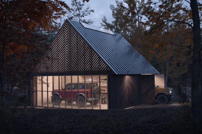 This DIY A-frame garage merges rustic simplicity with contemporary design to show off your cars in style!