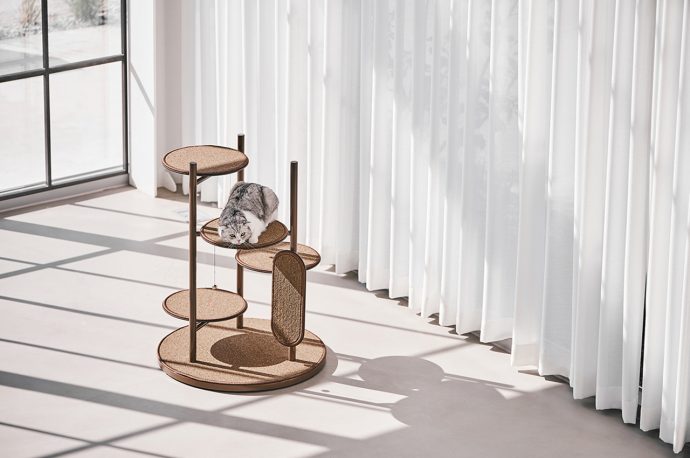 Designed for cats, this multi-tiered tower creates a safe and fun spot for your pet to play!