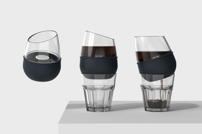 Portable coffee brewer features an angled silhouette to deliver a pour over that rivals your Starbucks barista!