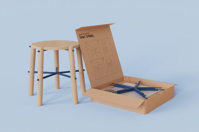 Meet the newest DIY flatpack stool that takes only 4 steps to assemble without any tools or hardware!