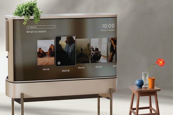 A transforming and multifunctional television set featuring a retractable screen doubles up as a bookcase!