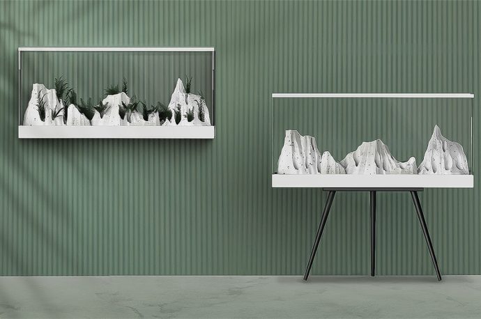 This smart indoor garden uses hydroponics to cultivate plants in a growth tray that resembles natural outdoor landscapes!