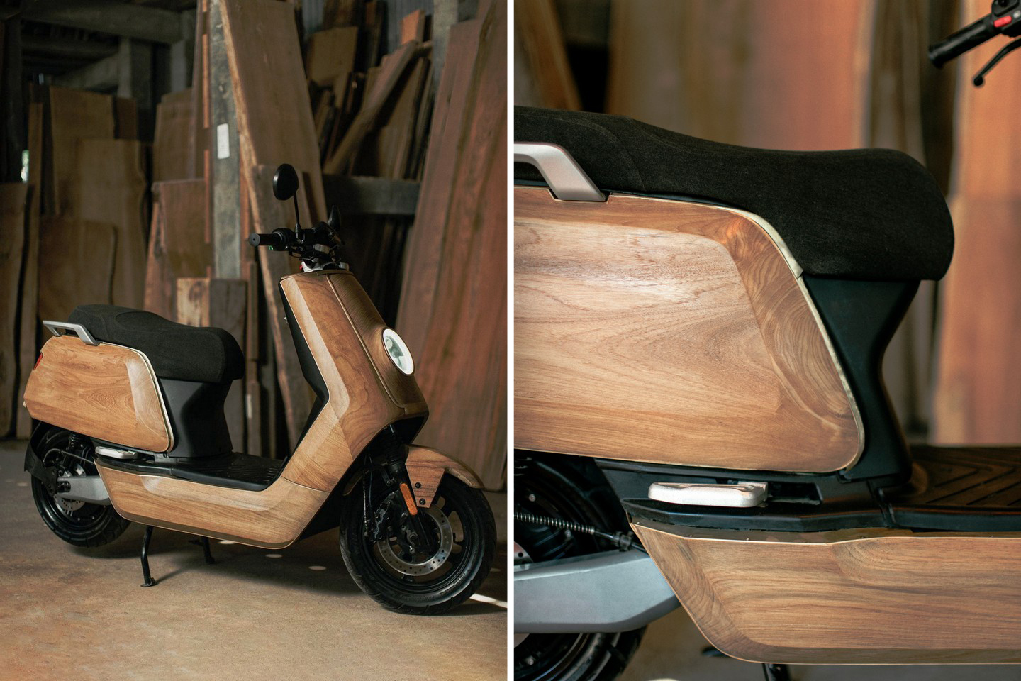 Custom Wooden NIU Moped by Kalpataru