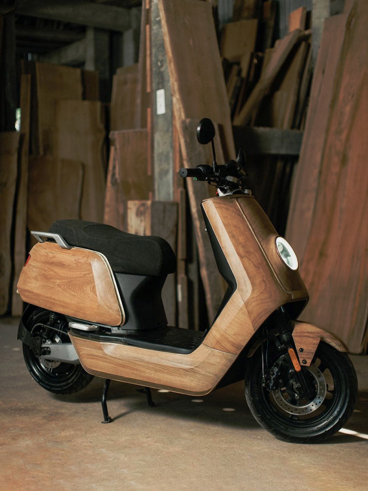 Custom Wooden NIU Moped by Kalpataru