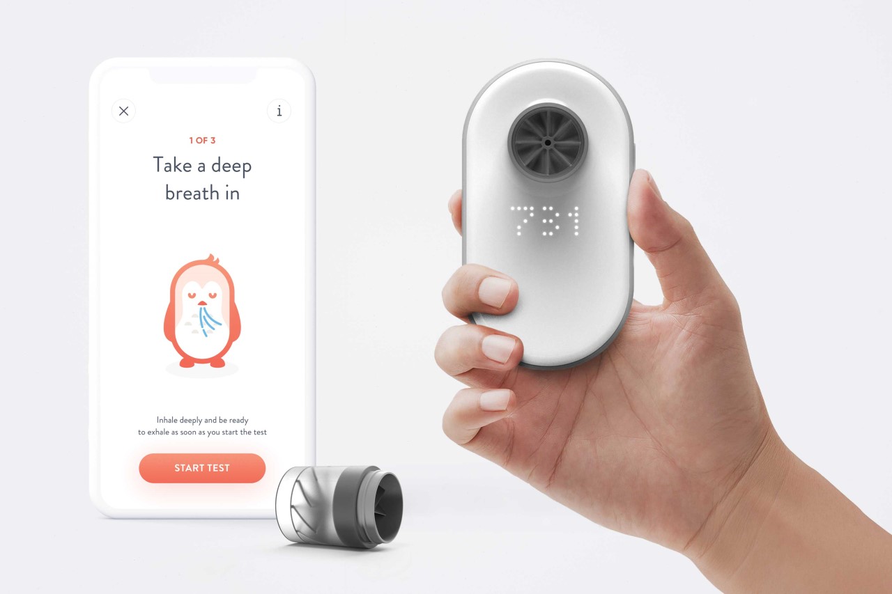 Portable spirometer lets you track lung activity + strength, for people recovering from breathing issues