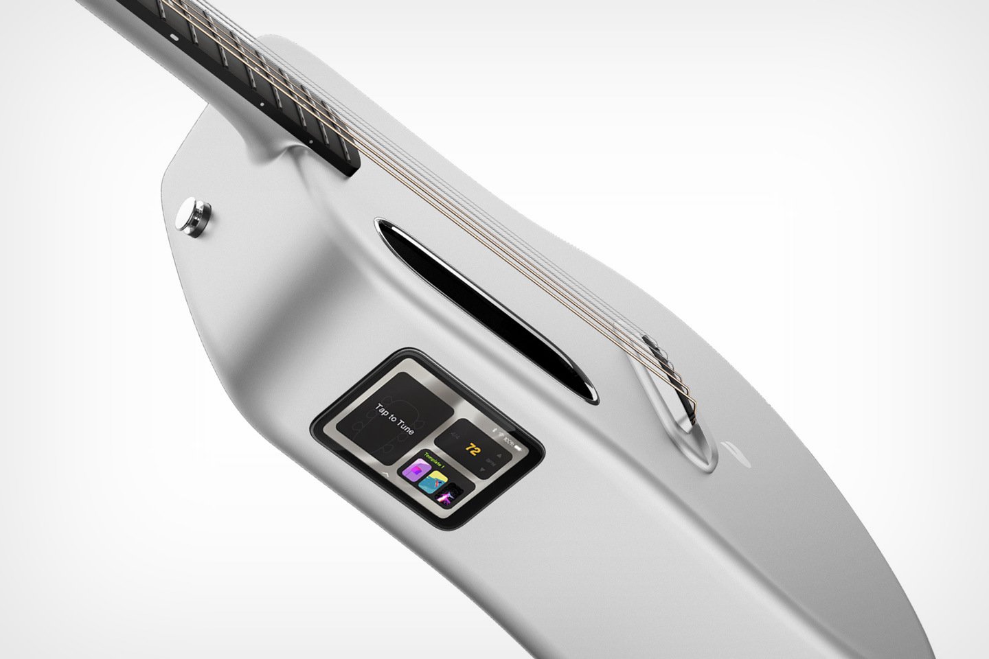 The LAVA ME 3 ‘Smart Guitar’ comes with its own built-in touchscreen that lets you add effects and view tutorials