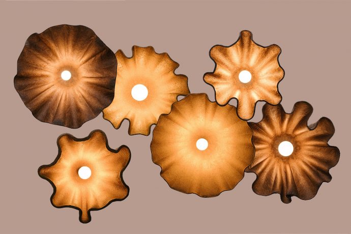 These sustainable lamps are made from coffee and orange peels!