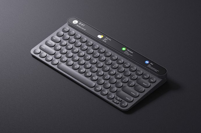 A touch panel gives this ingenious keyboard surprising Apple Touch Bar-inspired user interface