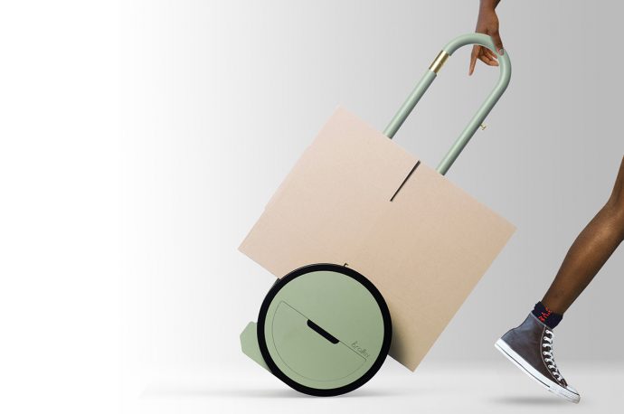 This trash-collecting design is a hand-operated multifunctional trolley that helps sort your recycling!