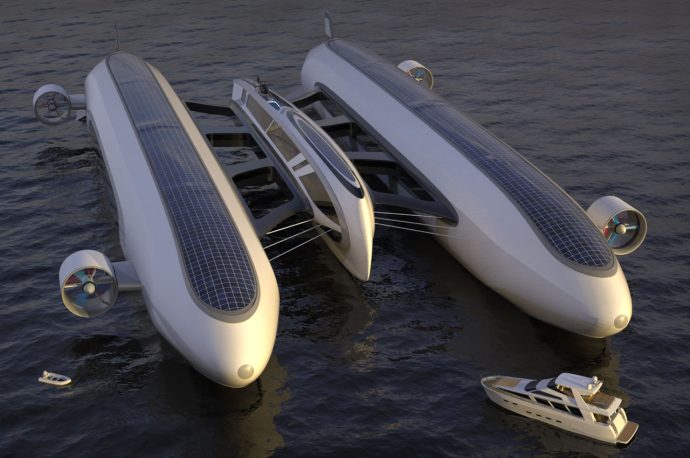 Lazzarini Design’s gargantuan helium-powered airship glides on water too