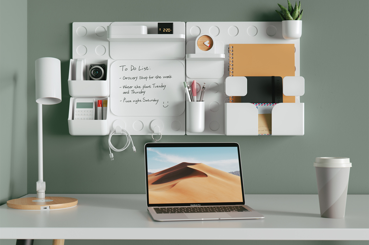 This multifunctional wall organizer comes with modular planters to add some  greenery to your WFH office! - Yanko Design