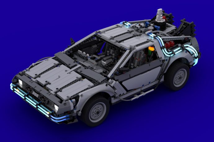 LEGO DeLorean is a stunning replica of the classic with glowing lights and opening gullwing doors!