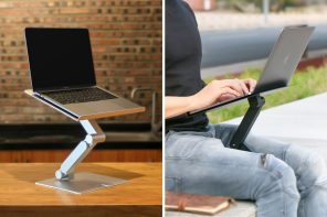 Maxtand 2.0 gives you an instant adjustable standing desk for your laptop, no matter where you are