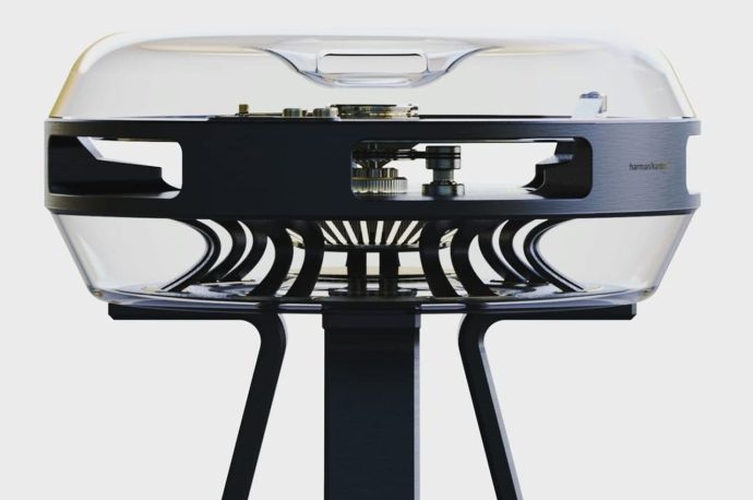 See-through Harman Kardon record player is a fashionable audio accessory for modern living room