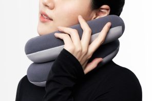 The ‘Loop’ travel pillow comfortably wraps around your neck to give you the soft support you need