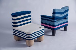 Sustainable, beautiful and comfy chairs that are made from stacks of factory offcut felt