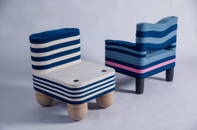 Sustainable, beautiful and comfy chairs that are made from stacks of factory offcut felt