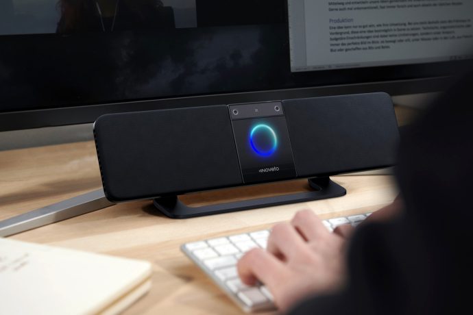 These “invisible headphones” sit on your desktop and beam sound directly (and only) to your ears