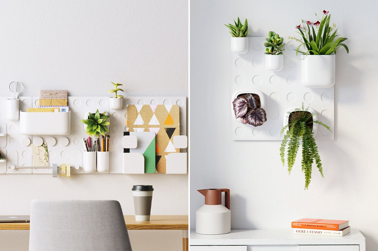 This multifunctional wall organizer comes with modular planters to add some greenery to your WFH office!