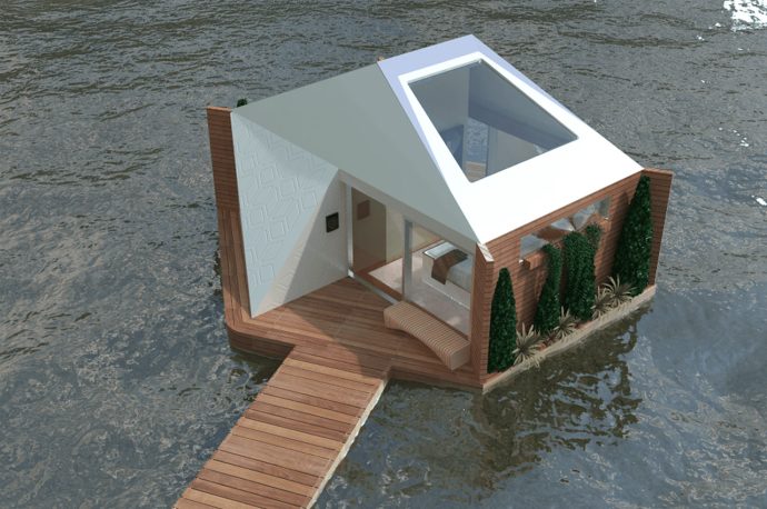 This ultimate glamping cabin floats on water for short, experience enhanced stay