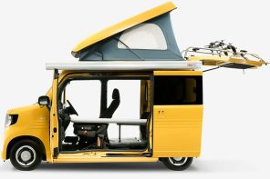 Unique to Japan, the tiny Honda N-Van Compo comes with a roof tent and amazingly fits 4 people