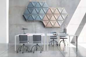 Sustainable modular acoustic panels are made from a unique blend of up-cycled textile and mycelium