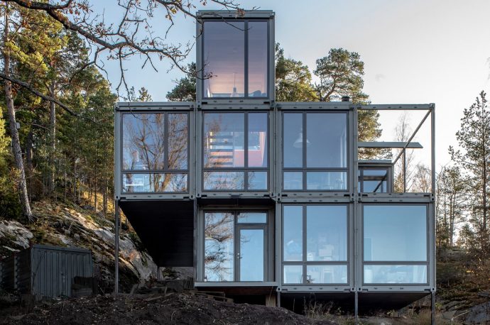 This family cabin built from eight shipping containers took nearly three years to construct