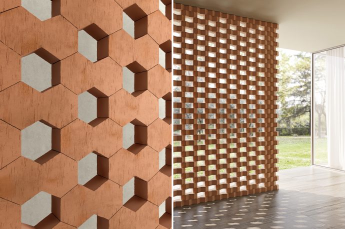 This collection of hexagonal bricks inspired by beehives is shaped for infinite expandability