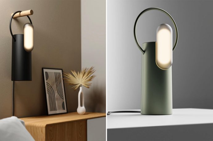 This lamp takes on modern minimalism with a simple and multifunctional design